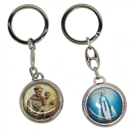 Porte-clés de la Vierge Miraculeuse - Rond bleue