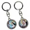 Keychains of St. Rita and St. Padre Pio - Round - Silver