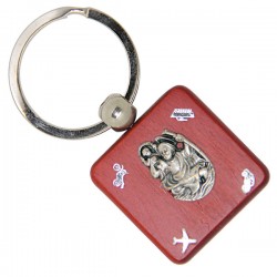 Saint Christopher wooden key ring