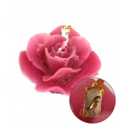 Bougie forme de Rose - Médaille de la Vierge de Medjugorje