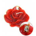 Bougie forme de Rose - Rouge - Médaille de Sainte Rita 