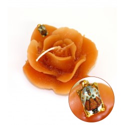 Bougie forme de Rose - Orange - Médaille du Petit Jésus de Prague