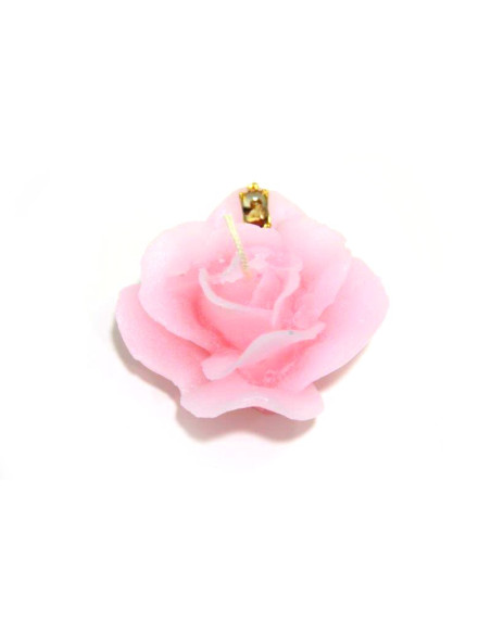 Bougie forme de Rose - Rose - Médaille Ange Protecteur