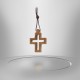 Collier Cordon avec Croix en bois d'olivier - Christ métal Argenté