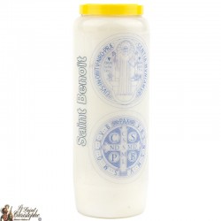 Novena candles dedicated to the Medal of Saint Benedict