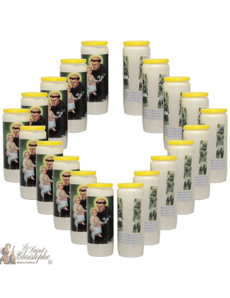 Bougies Neuvaines - Blanches - Saint Antoine de Padoue - (Multilingue)