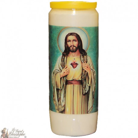 Bougies Neuvaines - Blanches Sacré Cœur de Jésus - prière multiligue