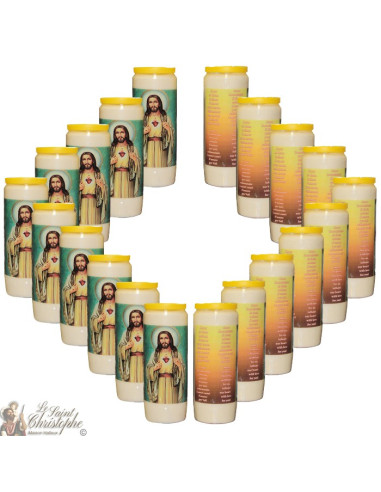 Bougies Neuvaines - Blanches Sacré Cœur de Jésus - prière multiligue