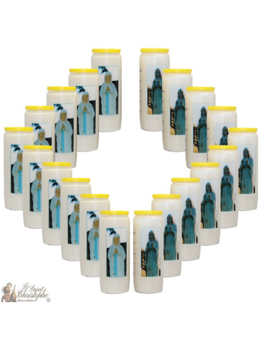 Candles Novena - White - "Our Lady of Banneux - blue" (Multilingual)