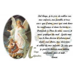 Novena Candle Sticker with Prayer - My Guardian Angel - White Flowers