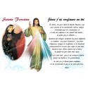 sticker with French  prayer - Saint Faustine & Merciful Christ