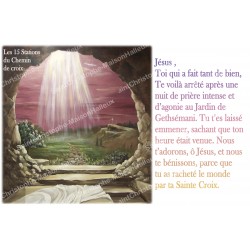 Novena candle sticker with prayer - The 15 Stations of the Cross