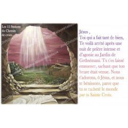 Pegatina francés con la oración – 15 Estaciones del Viacrucis