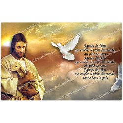Novena candle sticker with prayer - Lamb of God