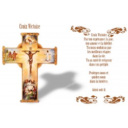 Novena Candle Sticker with Prayer - win cross