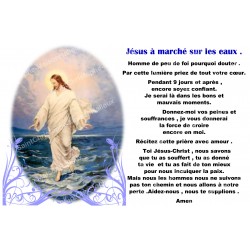 Autocollant bougie de neuvaine avec prière français - Jésus marche sur les eaux
