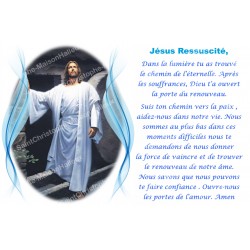 Aufkleber für Novenenkerze mit Gebet - Der auferstandene Jesus