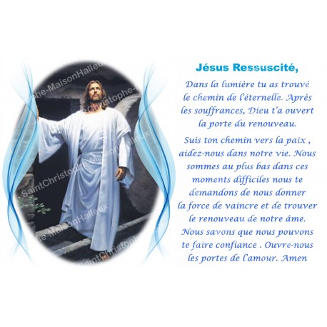 Autocollant bougie de neuvaine avec prière français - Jésus réssucité