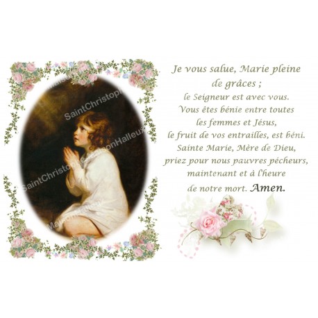 Autocollant bougie de neuvaine avec prière français -  Je vous salue Marie 1