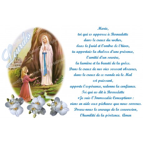 Autocollant bougie de neuvaine avec prière français - Notre Dame de Lourdes 2