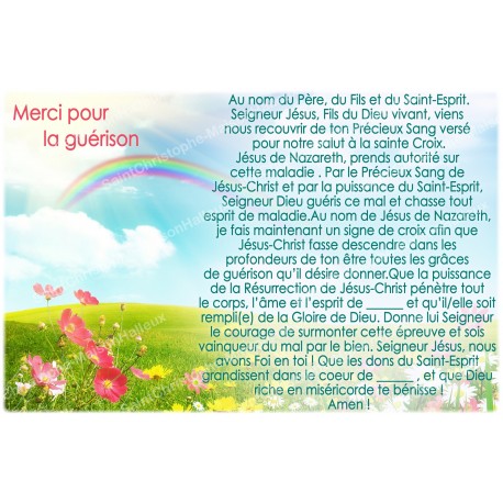 Autocollant bougie de neuvaine avec prière français - Merci pour la guérison