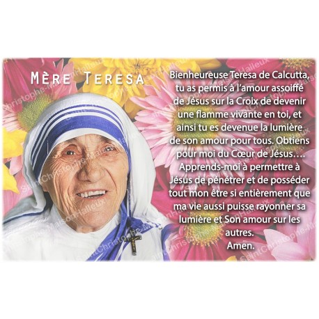 Autocollant bougie de neuvaine avec prière français - Mère Teresa
