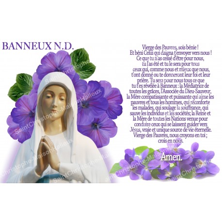 Autocollant bougie de neuvaine avec prière français - Banneux N.D. violettes