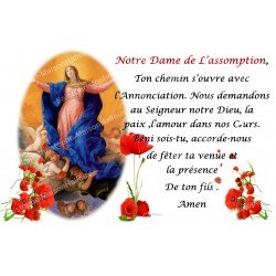 Autocollant pour bougie de neuvaine avec prière - Notre Dame de l'Assomption