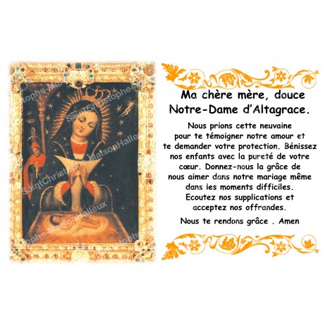 Autocollant bougie de neuvaine avec prière français - Notre Dame d'Altagrace