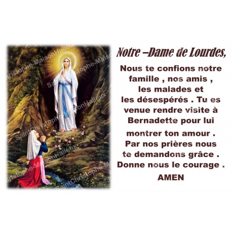 Autocollant bougie de neuvaine avec prière français - Notre Dame de Lourdes 1
