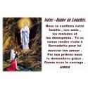 sticker with French  prayer - Our Lady of Lourdes