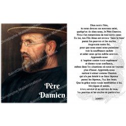 Autocollant pour bougie de neuvaine avec prière - Père Damien 2