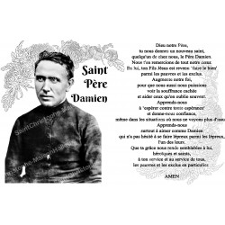 sticker with French  prayer - Father Damien