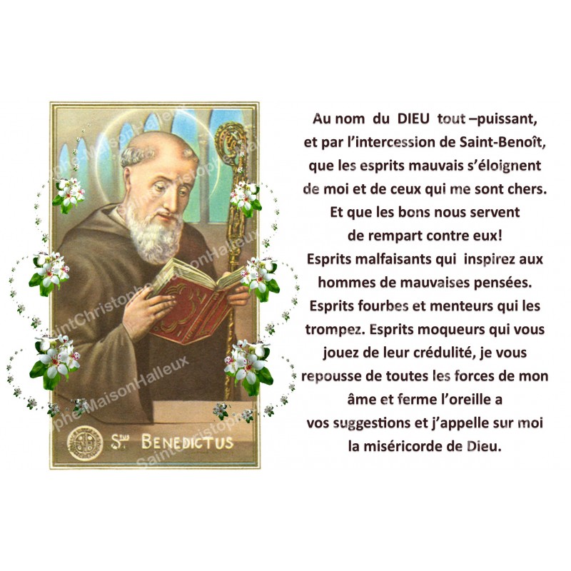 Autocollant bougie de neuvaine avec prière français Saint Benoit 1