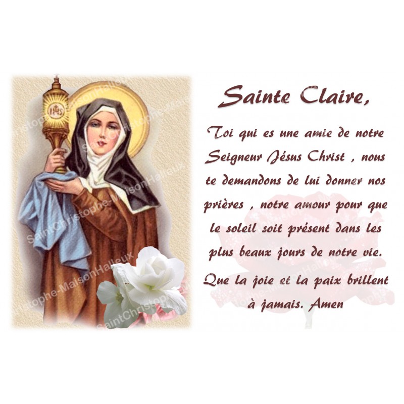 Autocollant bougie de neuvaine avec prière français Sainte Claire