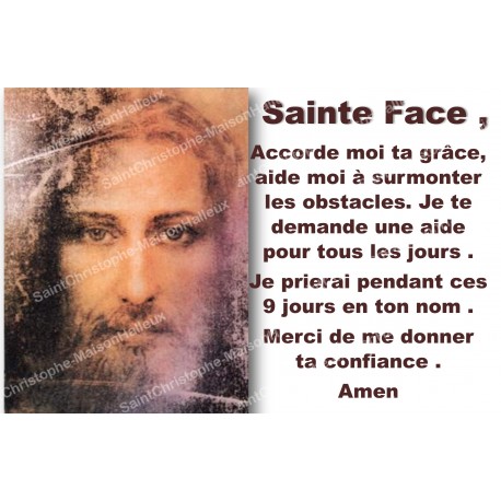 Autocollant bougie de neuvaine avec prière français - Sainte Face