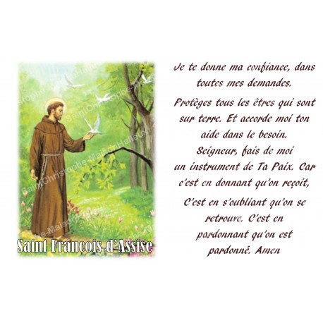Autocollant bougie de neuvaine avec prière français - Saint François d'Assise