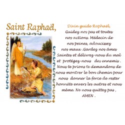 Autocollant bougie de neuvaine avec prière français - Saint Raphael
