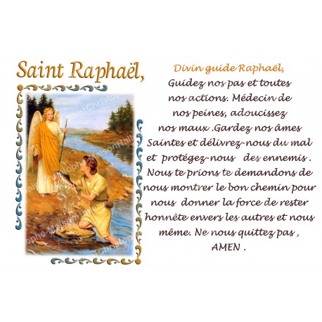 Autocollant bougie de neuvaine avec prière français -  Saint Raphael
