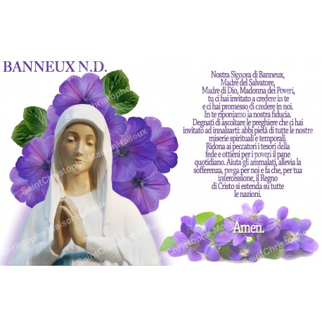 Autocollant bougie de neuvaine avec prière italien - Banneux N.D. violettes