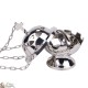 Mass Wierookvat met ketting, zilver metaal.