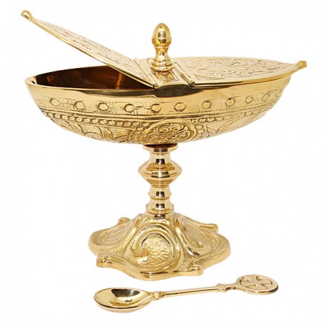 carved incense container with two covers