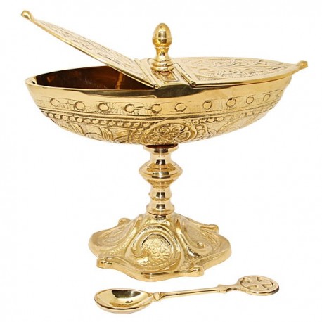 carved incense container with two covers