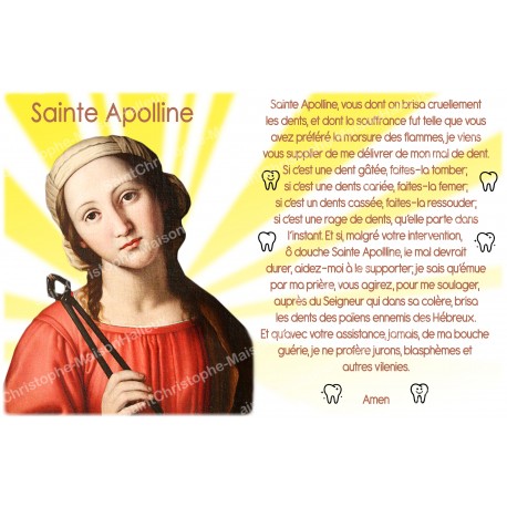 Adesivo francese con la preghiera - Sant'Apolline