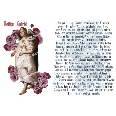 sticker with german  prayer - saint Archangel Gabriel