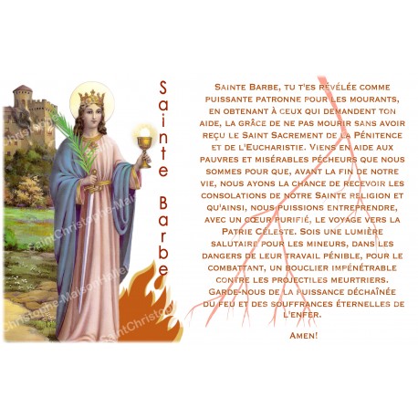 sticker with french prayer - Saint Barbara