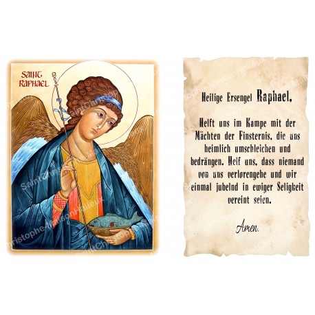 sticker with german  prayer - Saint Rapahel