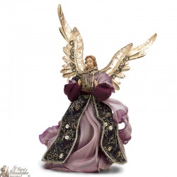 Ange métal doré et robe tissu rouge 