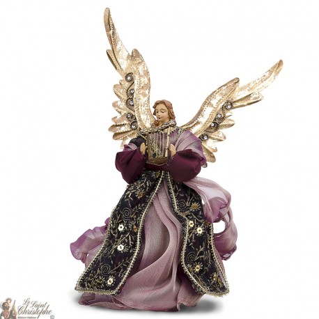 Ange métal doré et robe tissu rouge 