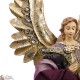 Ange métal doré et robe tissu rouge 